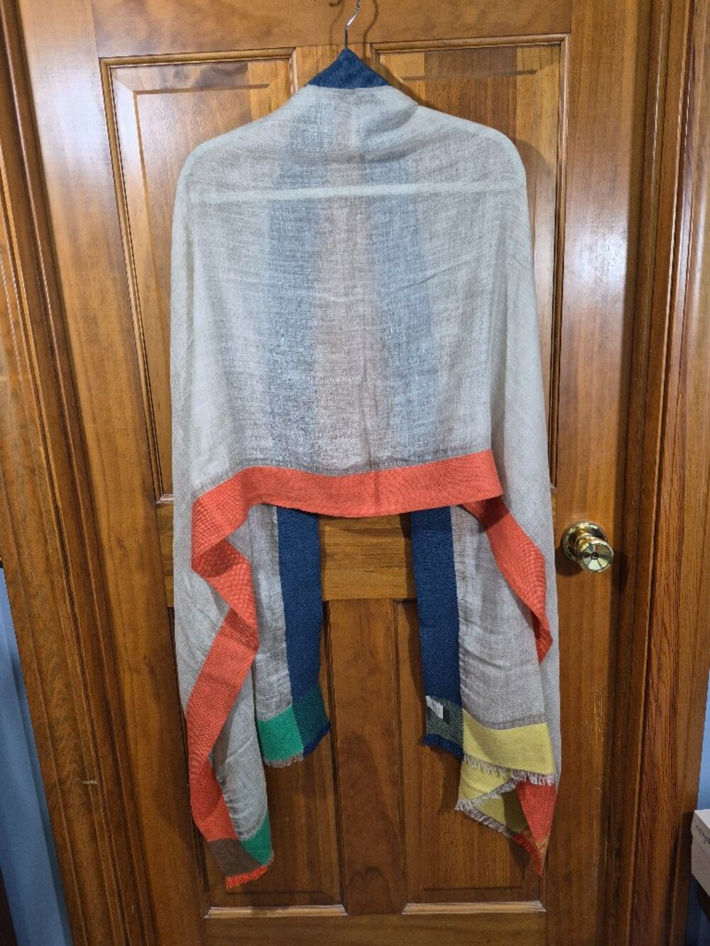 Italiain Cashmere & Silk Colorblock Scarf Shawl Wrap Eyelash Fringe 80"x52"